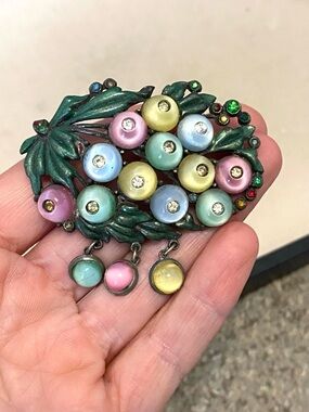Vintage Multi Color Early Pot Metal Brooch